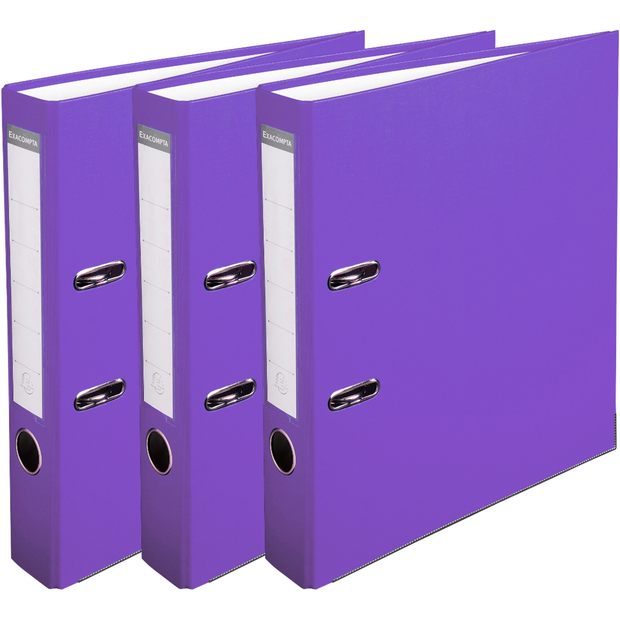 Set 3 bibliorafturi Exacompta, A4, PP/Hartie, certificare FSC, 50 mm, mov