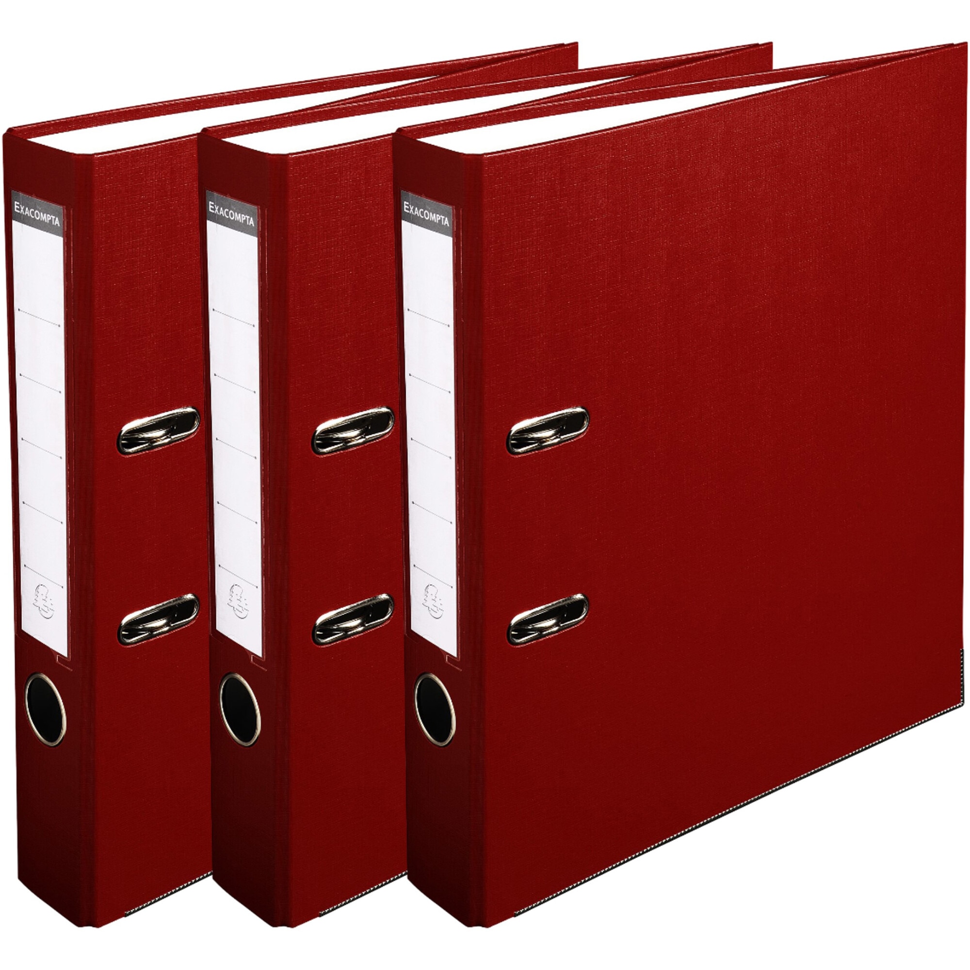 Set 3 bibliorafturi Exacompta, A4, PP/Hartie, certificare FSC, 50 mm, grena