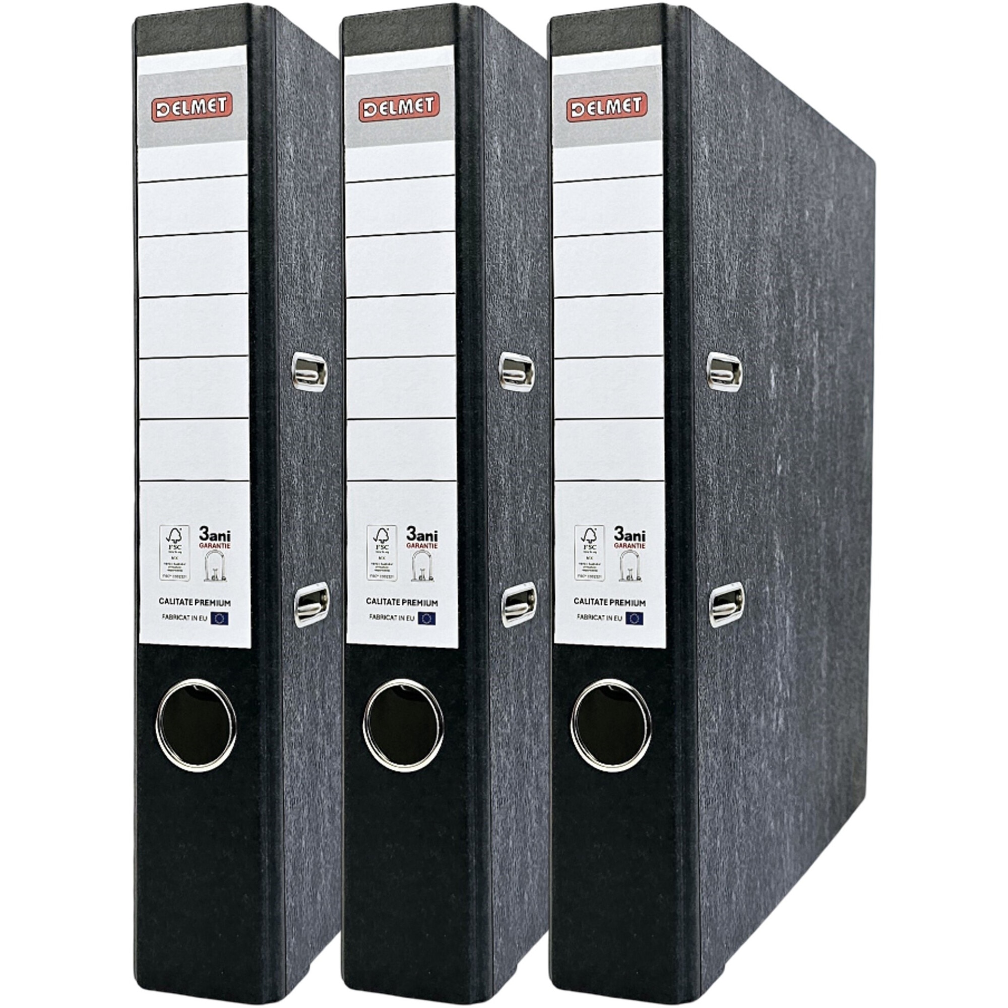Set 3 bibliorafturi Delmet, A4, Marmorat Premium, certificare FSC, 50 mm