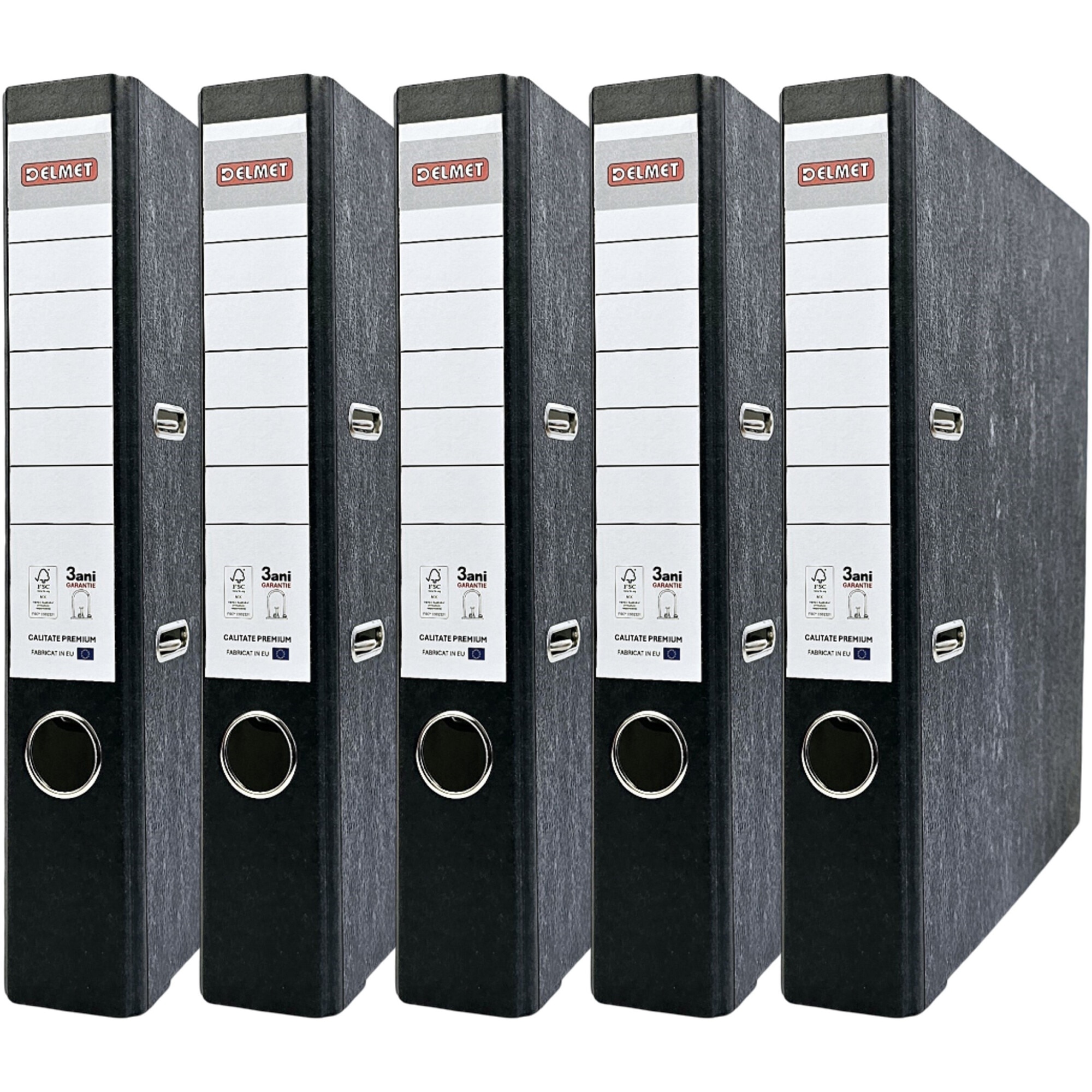 Set 5 bibliorafturi Delmet, A4, Marmorat Premium, certificare FSC, 50 mm