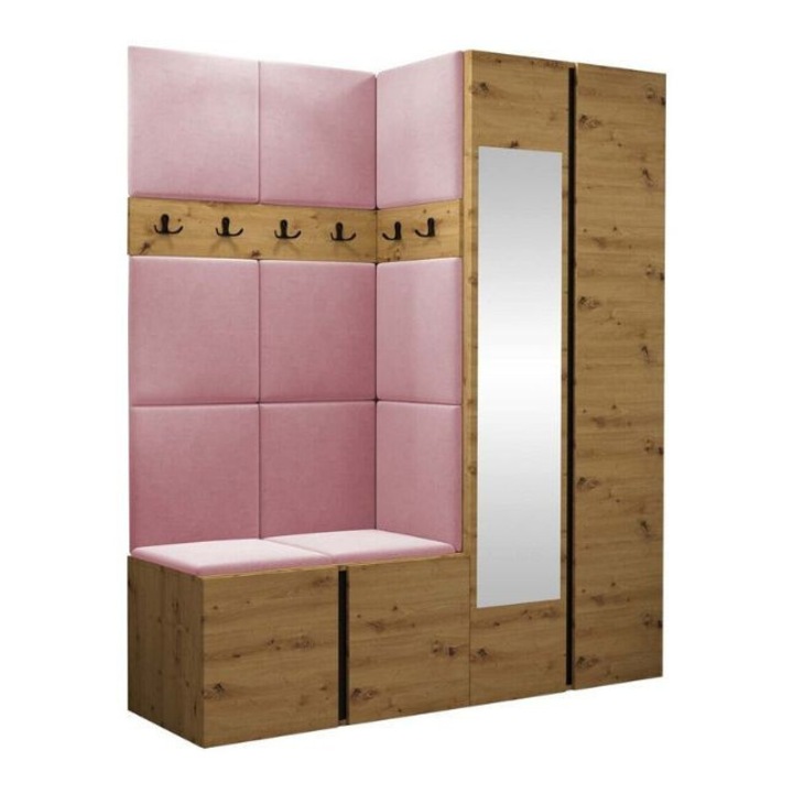 Cuier Hol Luca 1, Artisan cu tapiterie Roz, 188 x 46 x 158 cm