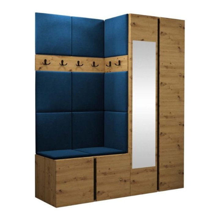 Cuier Hol Luca 1, Artisan cu tapiterie Albastru, 188 x 46 x 158 cm