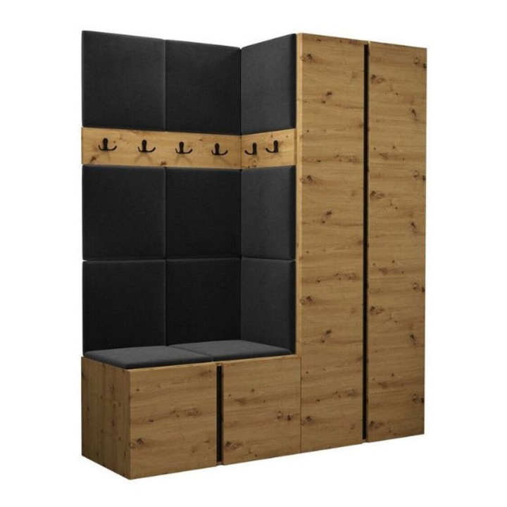 Cuier Hol Luca 2, Artisan cu tapiterie Gri inchis, 188 x 46 x 158 cm