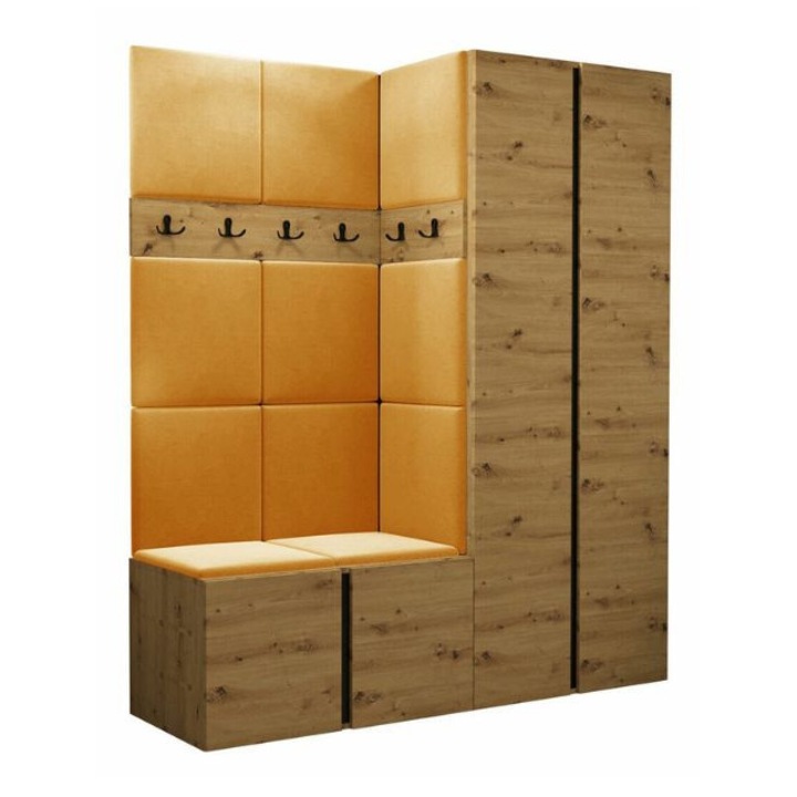 Cuier Hol Luca 2, Artisan cu tapiterie Portocaliu, 188 x 46 x 158 cm