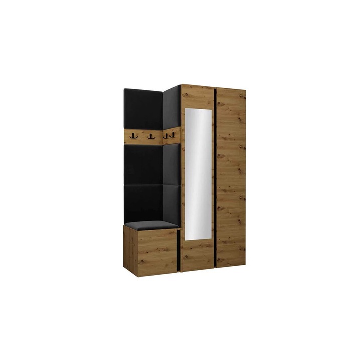 Cuier Hol Luca 3, Artisan cu tapiterie Gri inchis, 188 x 46 x 116 cm