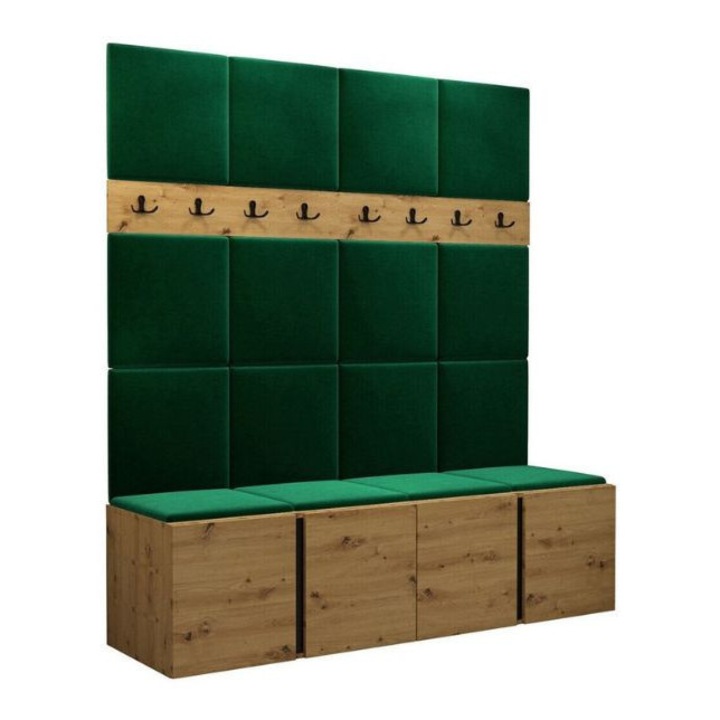 Cuier Hol Luca 13, Artisan cu tapiterie Verde, 188 x 45.6 x 168 cm