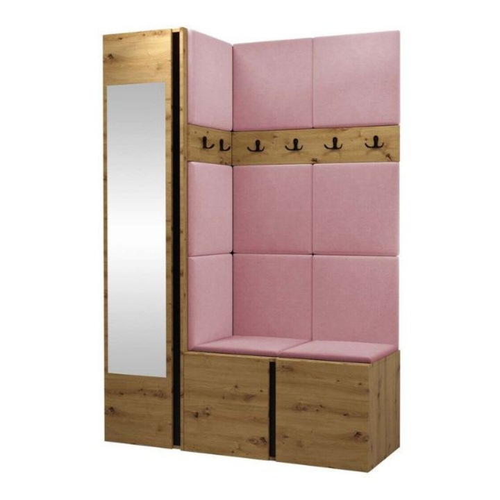 Cuier Hol Luca 5, Artisan cu tapiterie Roz, 188 x 46 x 124 cm