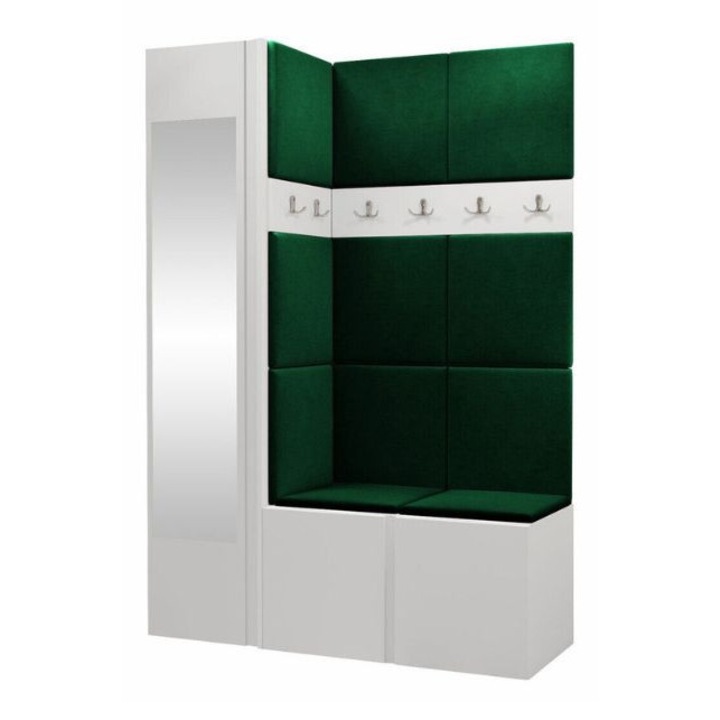 Cuier Hol Luca 5, Alb cu tapiterie Verde, 188 x 46 x 124 cm