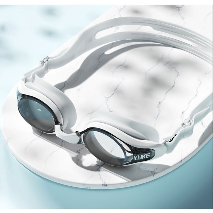 Ochelari de inot AMRINUGL, unisex, alb, cu protectie UV, anti-aburire, set cu 3 punti nazale interschimbabile