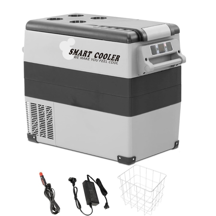 Frigider auto cu compresor smart cooler CF55, 12/24V+220 V, cu display LCD si bluetooth