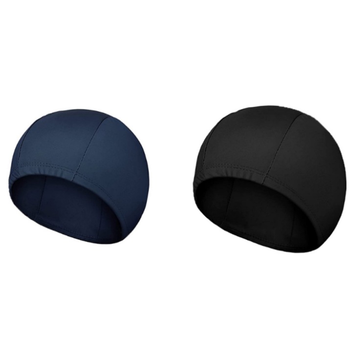 Elasztikus úszósapka, Enforose, 2 db-os szett, fekete és sötétkék, légáteresztő textil anyag, bouffant design