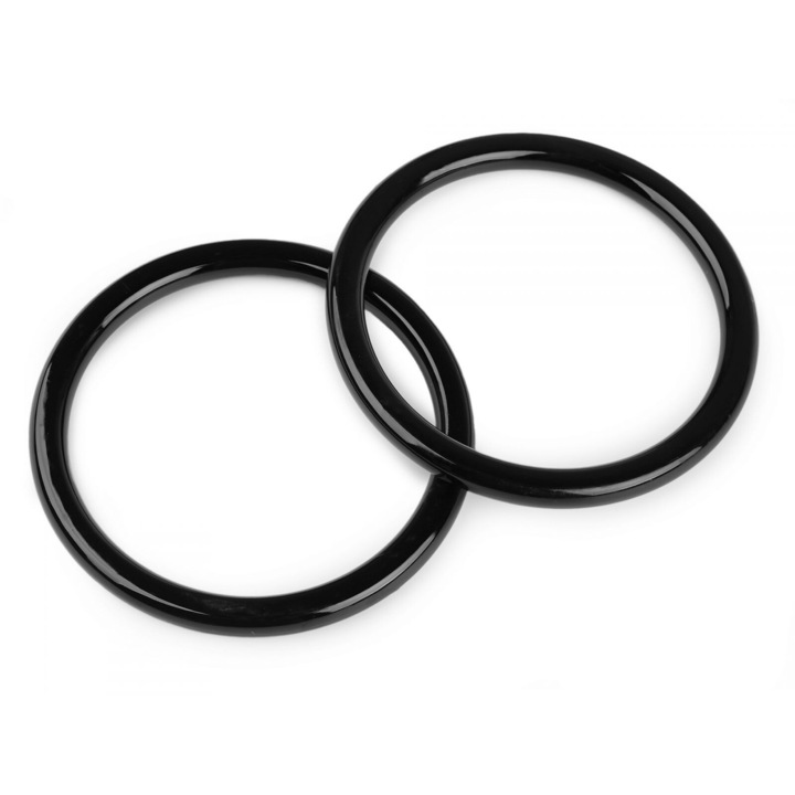 Műanyag fogantyú, táskákhoz 14 cm - fekete, 2 db