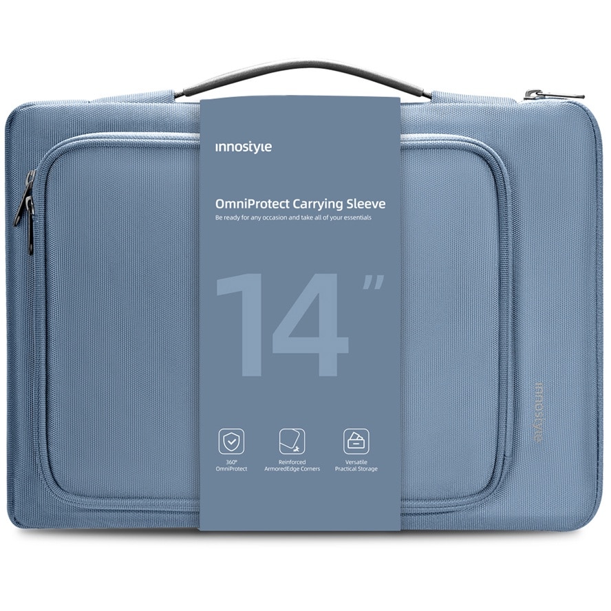 Geanta Laptop 14” Innostyle®, Impermeabila OmniProtect Eco-Friendly, Husa Ultra-Usoara si Rezistenta pentru Notebook/Ultrabook, Compatibila cu MacBook Pro/Air, Fermoare YKK, Compartimente Multiple, Protectie Antisoc, Design Ergonomic, Albastru