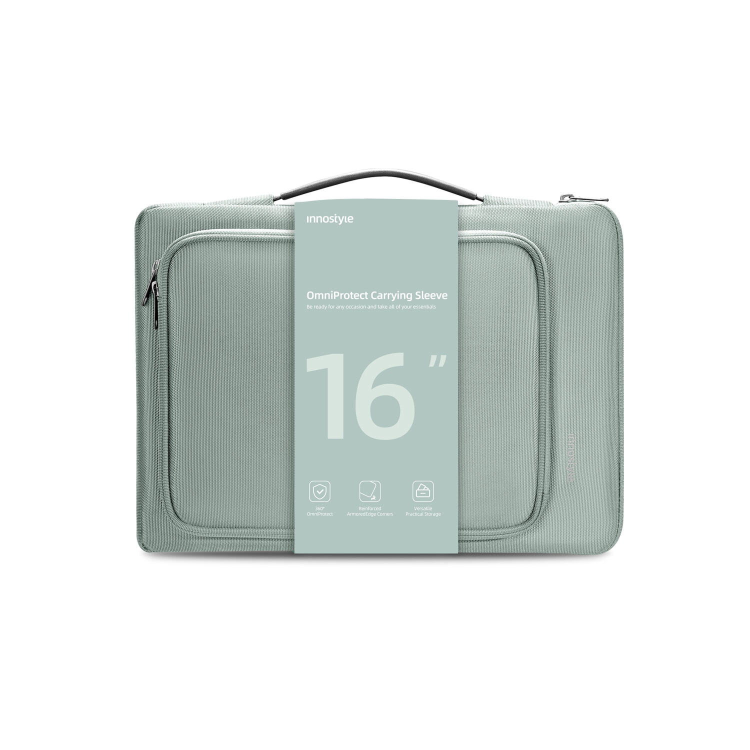 Geanta Laptop 16” Innostyle®, Impermeabila OmniProtect Eco-Friendly, Husa Ultra-Usoara si Rezistenta pentru Notebook/Ultrabook, Compatibila cu MacBook Pro/Air, Fermoare YKK, Compartimente Multiple, Protectie Antisoc, Design Ergonomic, Verde