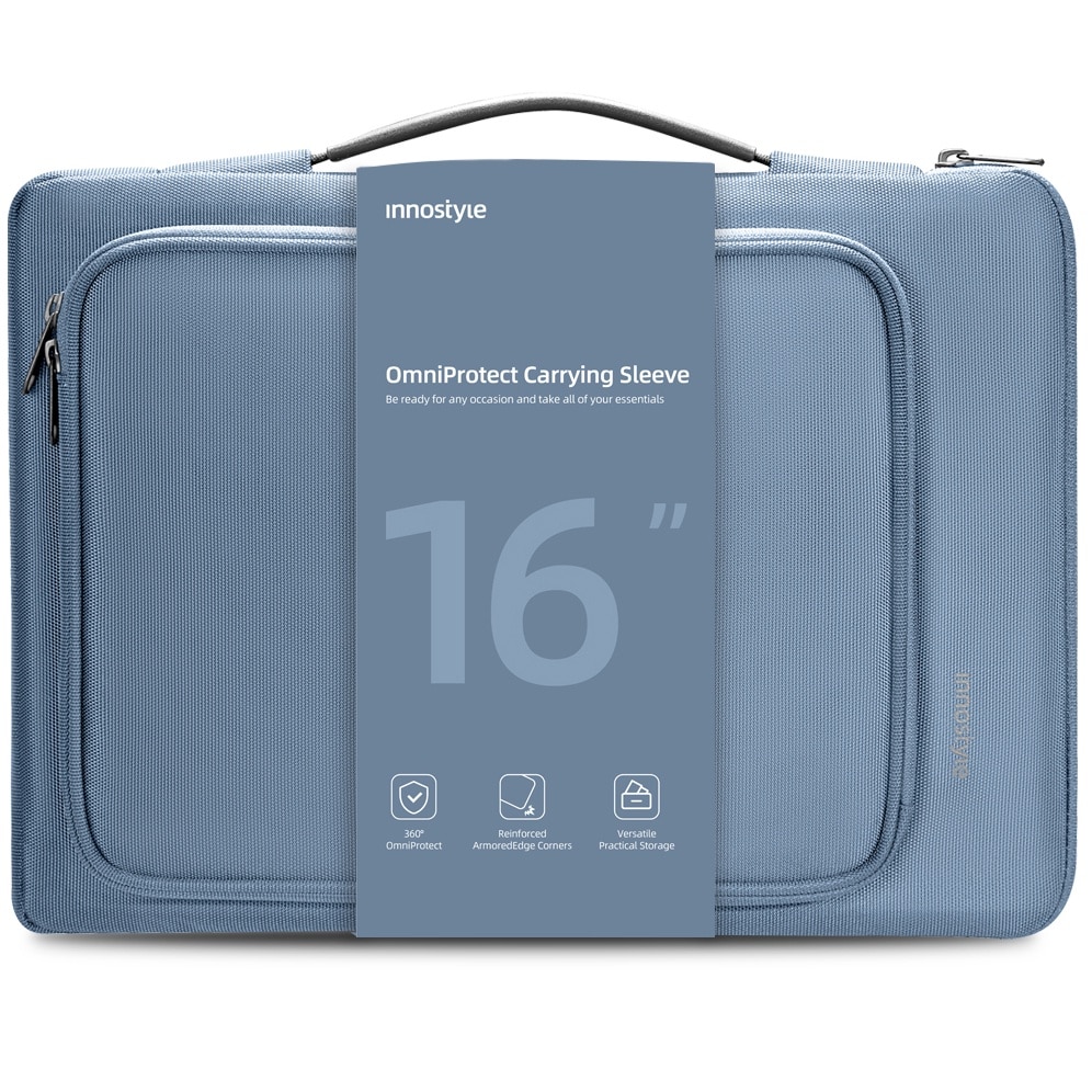 Geanta Laptop 16” Innostyle®, Impermeabila OmniProtect Eco-Friendly, Husa Ultra-Usoara si Rezistenta pentru Notebook/Ultrabook, Compatibila cu MacBook Pro/Air, Fermoare YKK, Compartimente Multiple, Protectie Antisoc, Design Ergonomic, Albastru