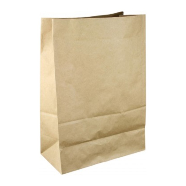 Set 2 x 500 Pungi din Hartie Fara Maner, Natur, 18 x 7 x 27 cm