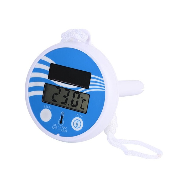 Termometru plutitor colorat Enforose, solar, rezistent la apa, citiri LCD clare, inregistreaza temperaturi maxime/minime