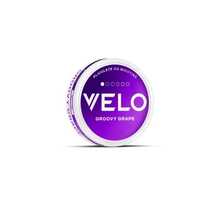 Pouch VELO cu nicotina - GROOVY GRAPE, 15 pliculete, 4 mg/pliculet cu nicotina, aroma struguri rosii