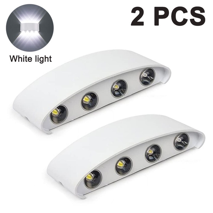 2 db. Modern, vízálló kültéri fali lámpa, 8 LED-es fali lámpatest folyosóra, fel/le, beltéri használatra, szállodákba, udvarokba, ajtókhoz, kertekbe, járdákra