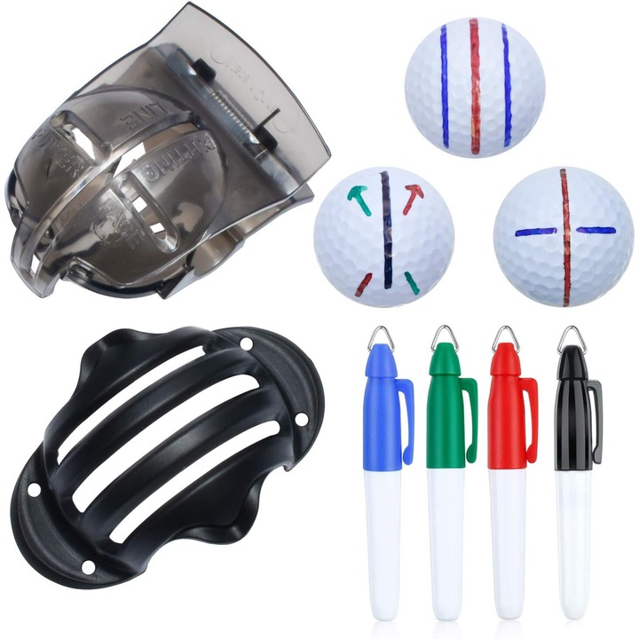 Set de marcatoare profesionale pentru golf, Enforose, 1 sablon emisferic, 4 markere, multicolor