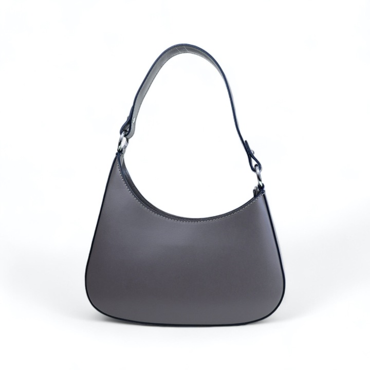 Geanta de mana, Moranti Ambra Mini, piele naturala, gri, 1 compartiment