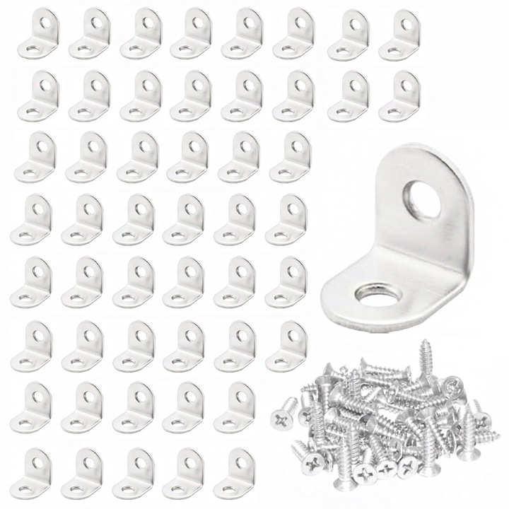 Set 50 coltare metalice/100suruburi, Autocise, inox, argintiu