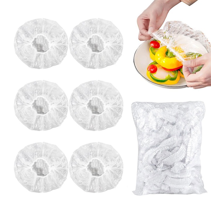 Set capace vase YIJBAO, elastic, reutilizabile, transparent, set 500 buc