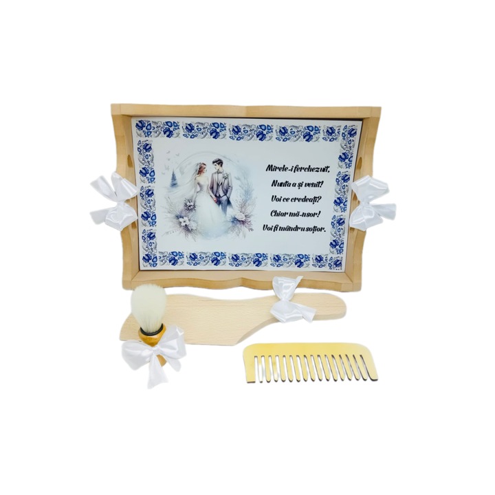 Set tava pentru gatitul mirelui, 3 piese, personalizat traditional nr 4