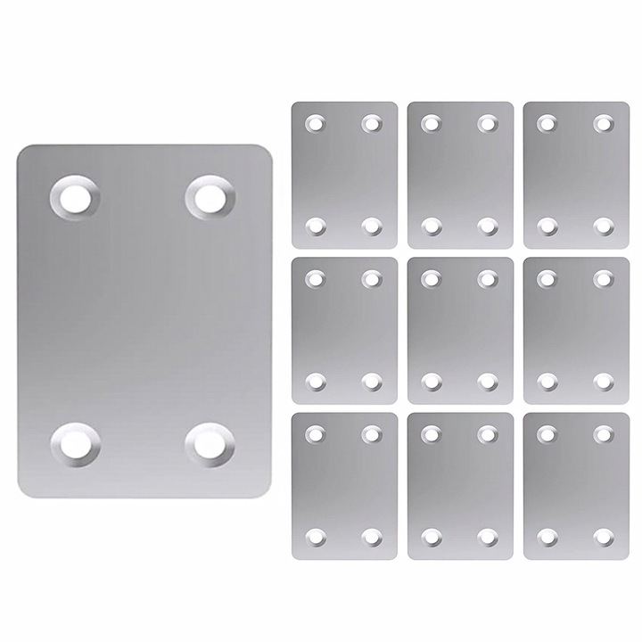 Set 10 bucati Placa de reparatie dreapta Autocise, 4 gauri, argintiu