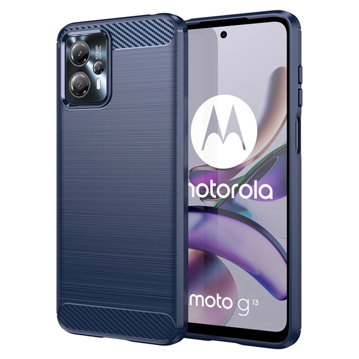 Szénálló tok Motorola Moto G13 / G23 / G53-hoz, OPTIM MEGOLDÁS, szilikon TPU jobb védelem, szálas kialakítás, ütésálló optimalizálás, hosszú távú tok, kék