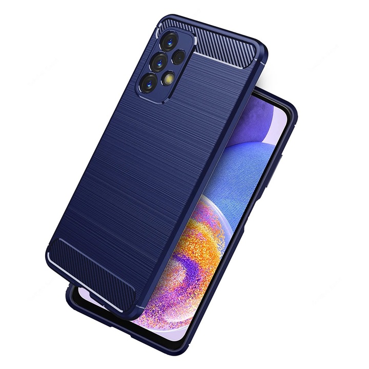 Szénálló tok Samsung Galaxy A23 4G / A23 5G telefonhoz, OPTIM MEGOLDÁS, szilikon TPU jobb védelem, szálas kialakítás, ütésálló optimalizálás, hosszú távú tok, kék