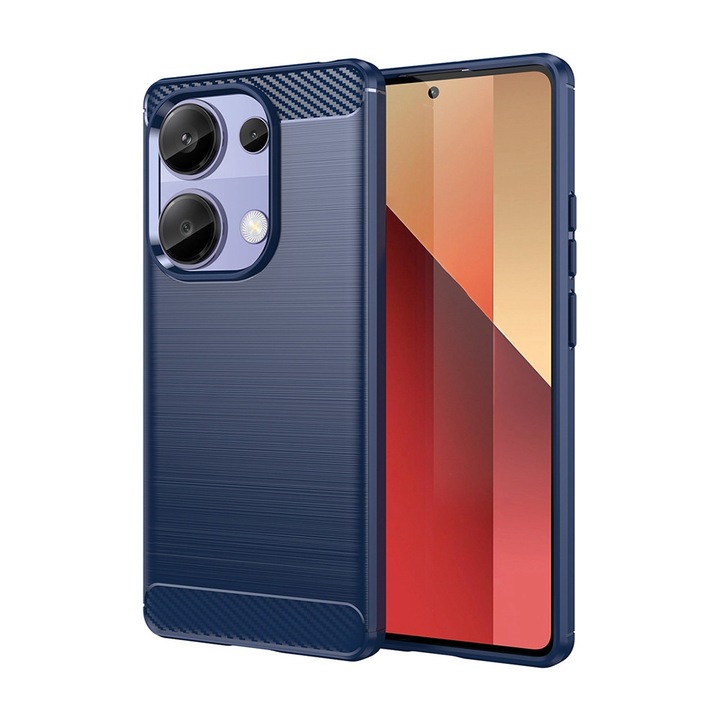 Husa Carbon Resistance pentru Xiaomi Redmi Note 13 Pro 4G / Poco M6 Pro 4G, OPTIM SOLUTION, Optimizare Anti-Soc, Long Term Case, Albastru