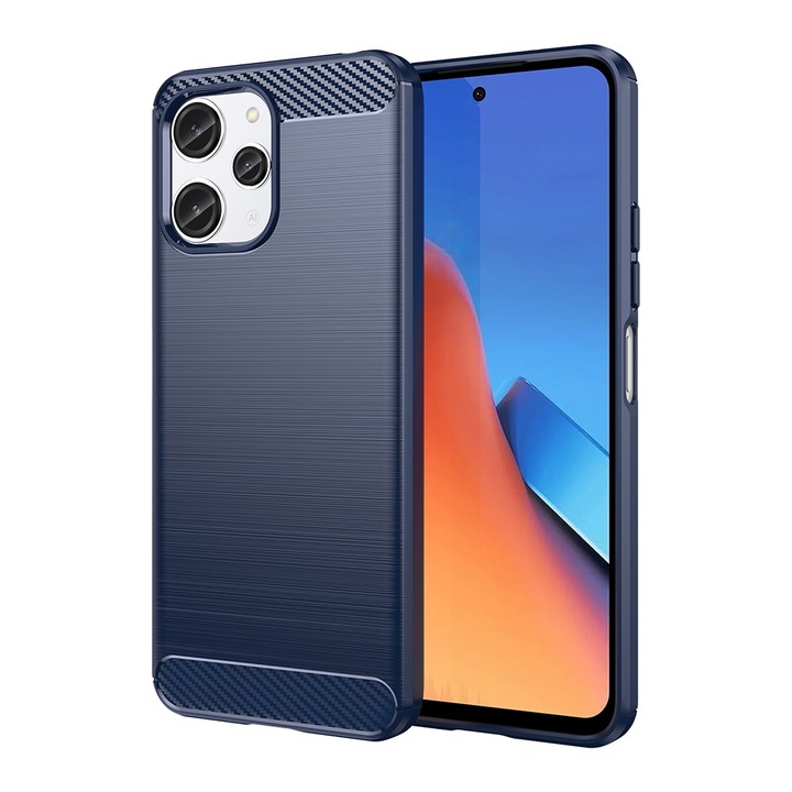 Szénálló tok Xiaomi Redmi 12 4G / 12 5G telefonhoz, OPTIM MEGOLDÁS, szilikon TPU jobb védelem, szálas kialakítás, ütésálló optimalizálás, hosszú távú tok, kék