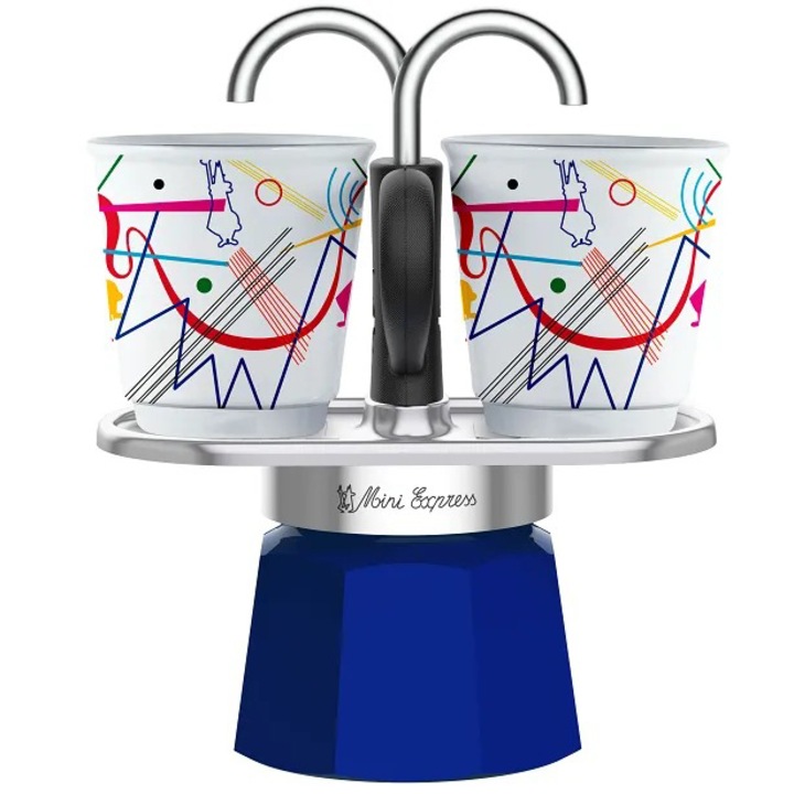 Bialetti Mini Kandinsky kotyogós kávéfőző express szett, 2 adagos