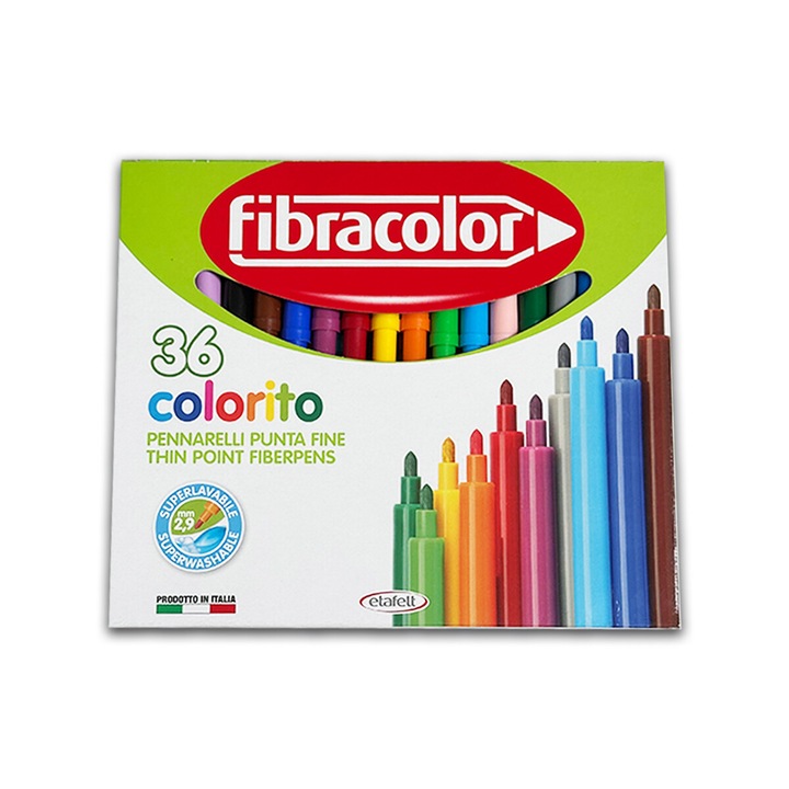 Играчки Fibracolor, 36 цвята/кутия, тънък връх