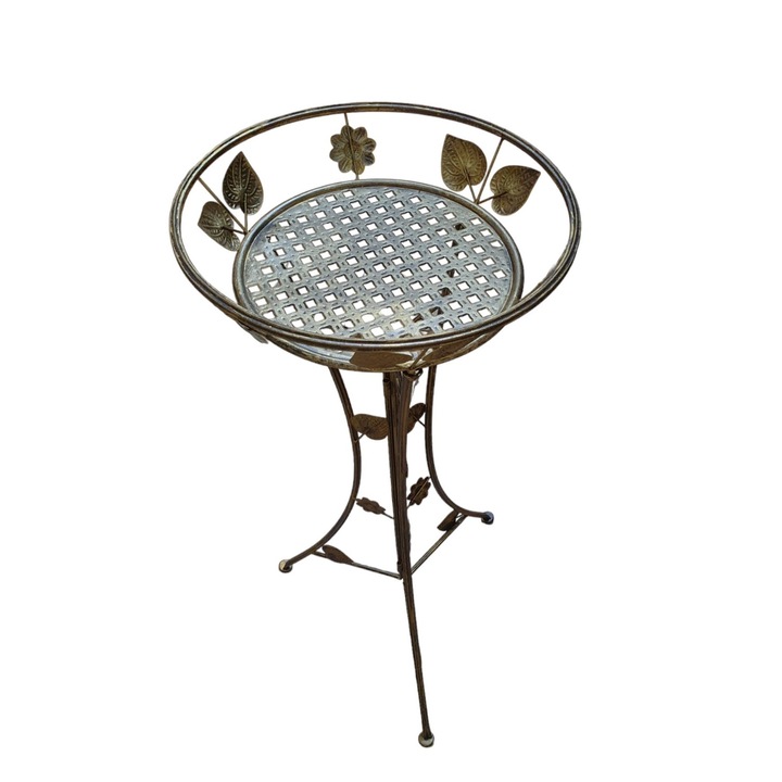 Suport de flori jardiniere, Metal, Auriu, 77cm