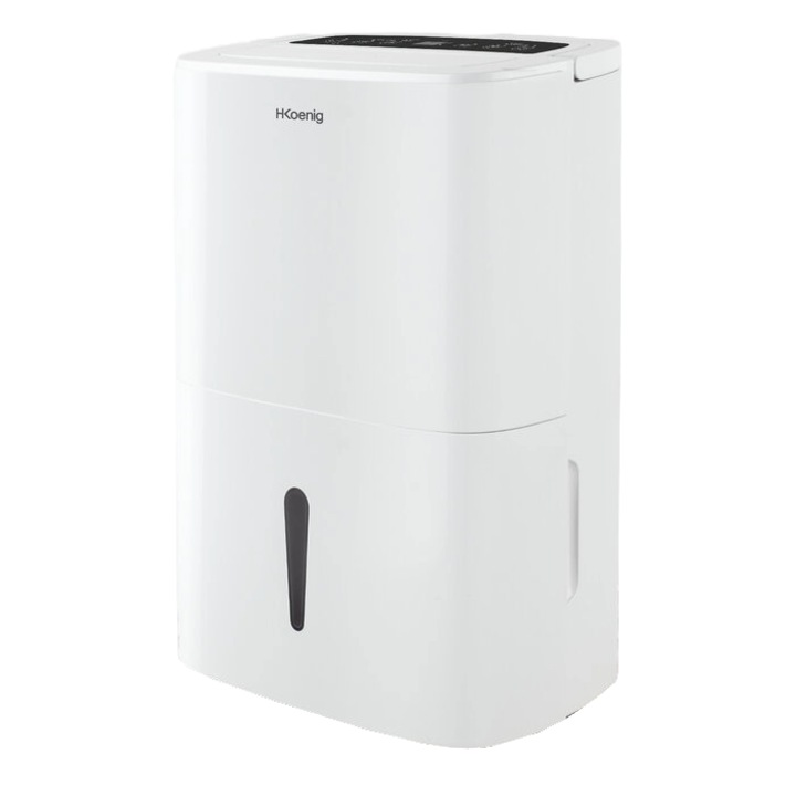 Dezumidificator de aer H.Koenig, DSH520, capacitate 20 litri/24h, control prin Wi-Fi, timer 24h, rezervor de apa 5 litri, 2 trepte de viteza, functie oscilare, display LCD, setare umiditate, mod Auto, roti pentru transport, alb