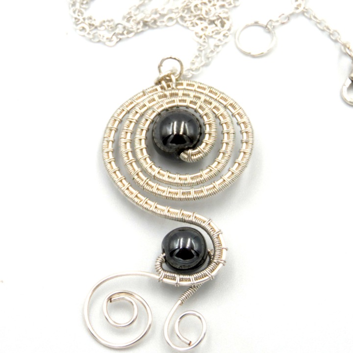 Colier dama handmade Elena, aliaj metalic, argintiu