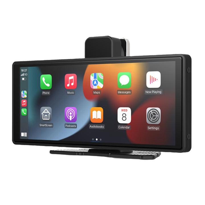 Navigatie Auto Universala, Carplay, Display touchscreen 10.26 inch, compatibila cu Apple Carplay si Android Auto wireless, Bluetooth, Screen Mirroring wireless, Camera marsarier inclusa, negru