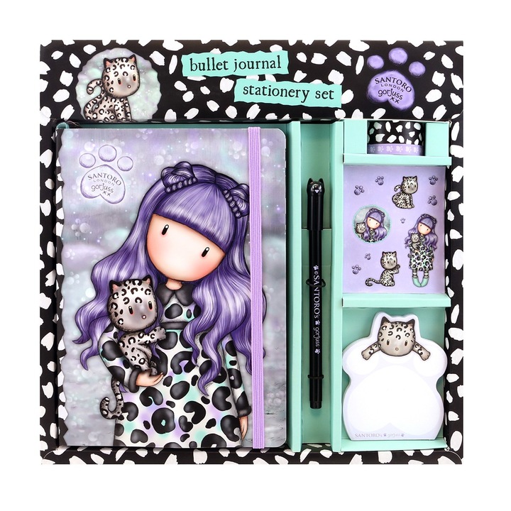 Комплект Bullet Journal бележници с химикал Gorjuss Smitten Kitten