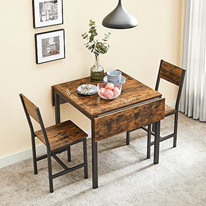 Модел Terrance Разтегателна маса, 78-120x84,5x75 см, Rustic Brown/Black
