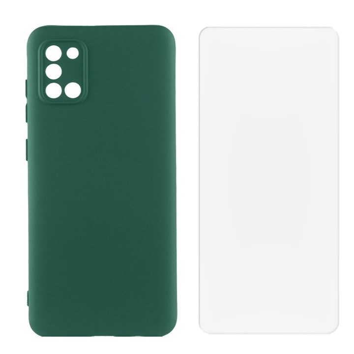 Комплект за защита, съвместим с Oppo Find X3 Lite, силиконов капак с микрофибър FONIX BloomShield и регенерируемо силиконово фолио, ултраустойчив, защита на камерата, повдигнати ръбове, ултратънък, тъмнозелен