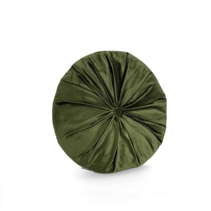 Set 2 perne decorative, Bizzotto, catifea, verde olive, diametru 40 cm