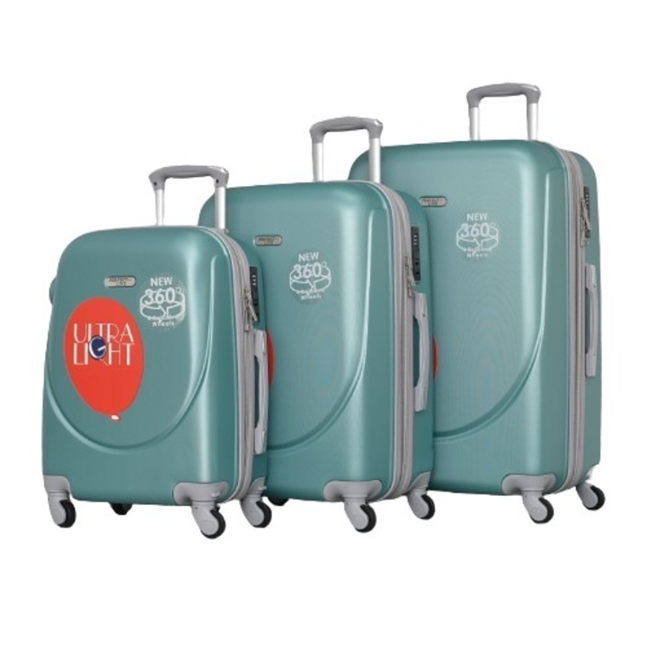 Set 3 x Troler, Perfect Line, 73 x 32 x 47 cm, Turcoaz