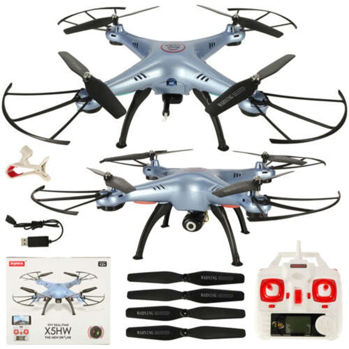 Drona SYMA X5HW, Camera, Zbor 360°, Albastru, 19x19x6cm