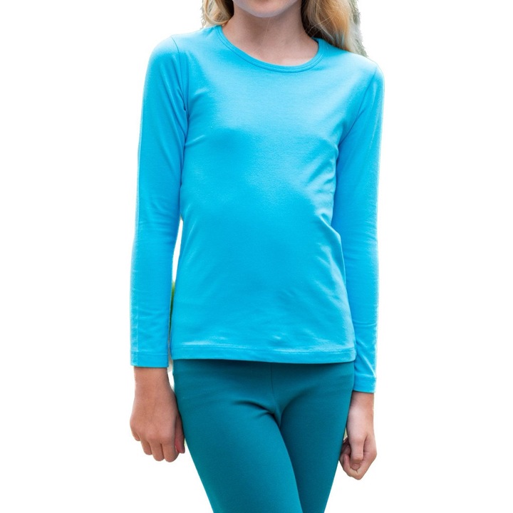 Bluza subtire pentru fete, cu maneca lunga, Albastru coral