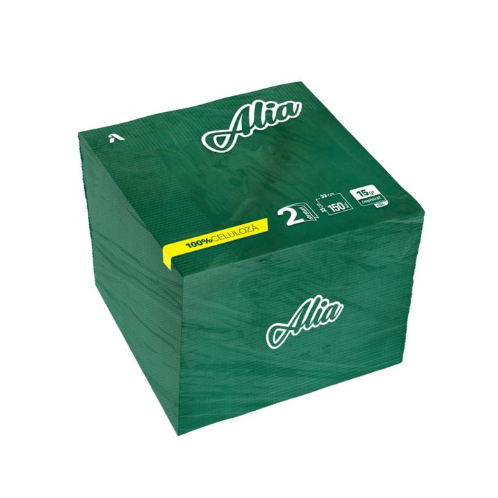 Alia sötétzöld papírszalvéták, 150 db/szett, 33x33 cm, 2 réteg