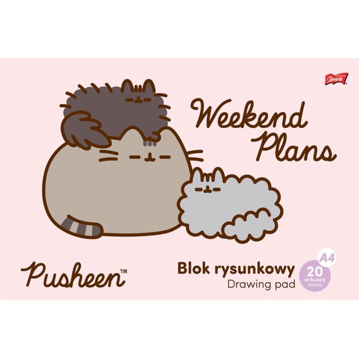 Bloc de desen A4, St. Majewski, Pusheen, 20 de pagini, alb
