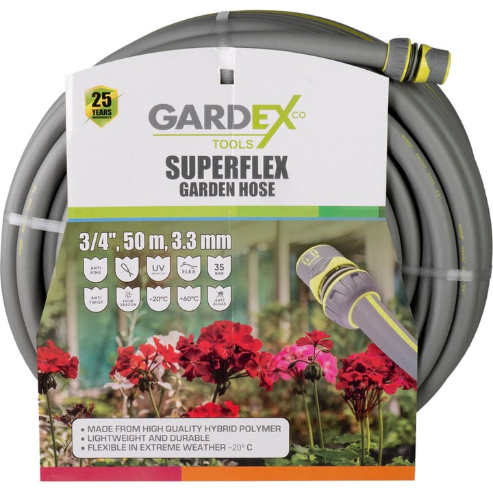Kerti tömlő SUPERFLEX 3/4", 50m, 3,3mm GARDEX GX