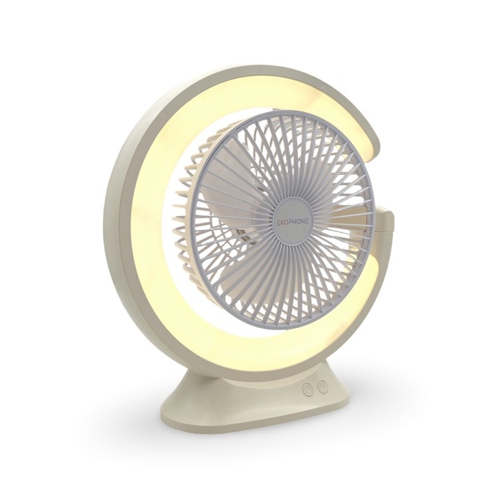 Újratölthető ventilátor, LED lámpa, Hordozható, USB, 3 sebesség, Otthonra, Irodába